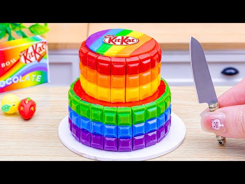 So Tasty Miniature Rainbow Chocolate Cake Recipe 🌈 Beautiful KITKAT Cake Decorating