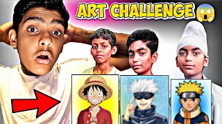 "Drawing Challenge 🎨 | Naruto vs Luffy vs Gojo vs Tanjiro 🔥 | कौन जीता?"