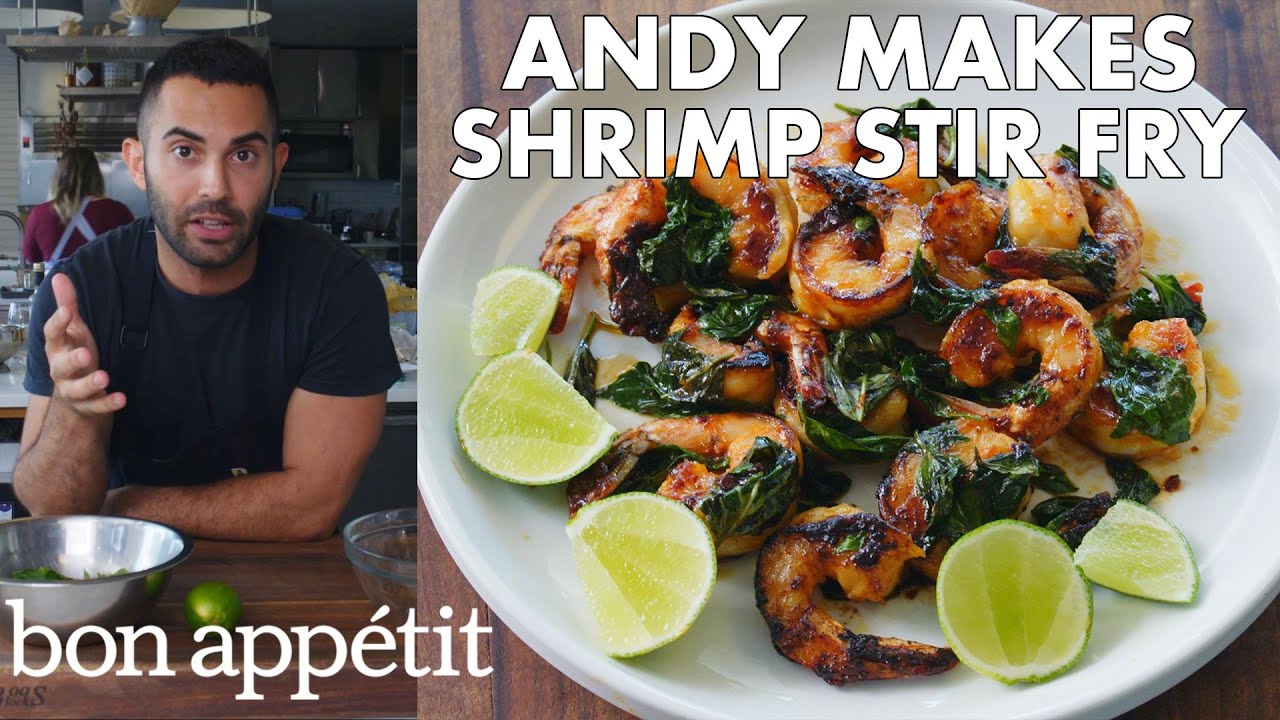 Andy Makes Shrimp and Basil Stir Fry From the Test Kitchen Bon Apptit