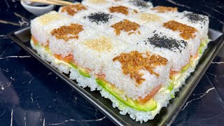 La SUSHI TABLETTE à partager🍣 plus besoin de se fatiguer 😋 Tu vas halluciner comment c’est rapide  !