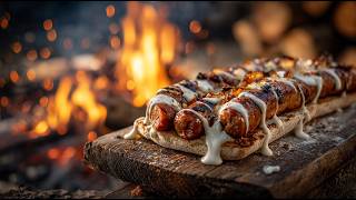 Epic River Triple Sandwich 🌊🥪 – Smoky Sausages & Crispy Flavor Bomb!