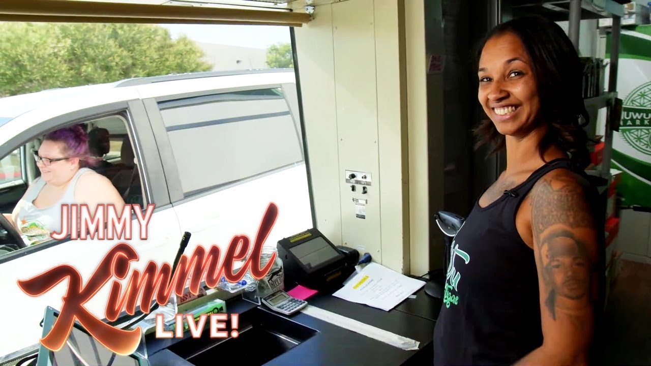 Jimmy Kimmel Talks to People Buying Weed at Marijuana Drive-Thru