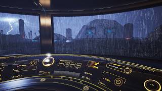 Window rain sound and Thunder sound on the rough waves