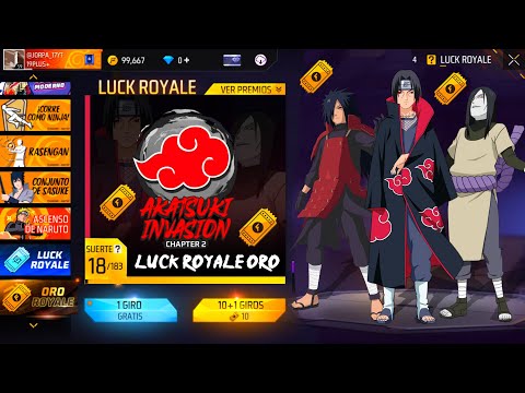 YA SALIO! NUEVA LUCK ORO ROYALE ESPECIAL AKATSUKI INVASIÓN EN FREE FIRE FEBRERO 2025 LATAM CLAIM FF