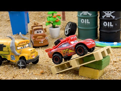 Disney car story and teammates in the cave | Toy cars beautiful