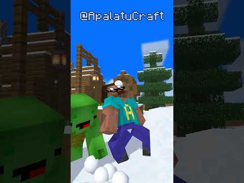When I Play SnowBall With my Best Friends💀💀💀💀 #shorts #minecraft #maizen #funny #meme