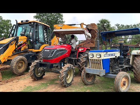 JCB 3DX Backhoe Loader Loading Mud In Mahindra Vs Swaraj Tractor Trolley For Road Construction | Jcb