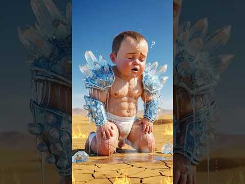 Baby’s Heat Melts the Fridge, Polar Bear Saves Him with an Ice House! #shorts #ai #baby#polarbear