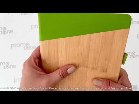 14,2 x 21 cm Bambu Dokulu Sert Kapaklı Defter 192 Sayfa 70 gr Ivory Krem Çizgili İç Kağıt Promozone