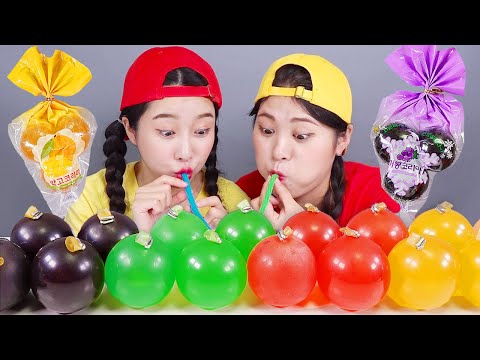 Thạch trái cây tráng miệng cầu vồng Mukbang DONA