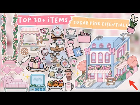 Toca Life World : TOP 30+ ITEMS IN NEW SUGAR PINK ESSENTIALS | TOCA BOCA UPDATE