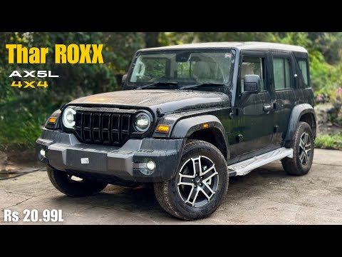 New Mahindra Thar Roxx 2024 🔥 2nd TOP Ax5L 4x4 Diesel Automatic @ Rs 20.99L | Black Colour - Review!