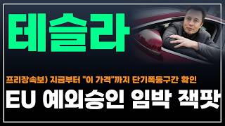 [테슬라 주가분석] 프리장속보) 지금부터 "이 가격"가지 단기폭등구간 확인. EU 예외승인 임박 잭팟터졌다!!  #자율주행 #옵티머스 #휴머노이드로봇