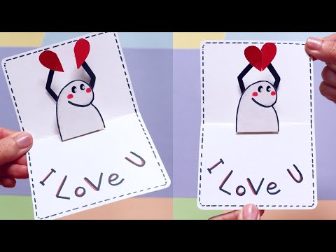 How to make a Pop Up Love Card | Magic Two halves heart Card | Crafts with Paper