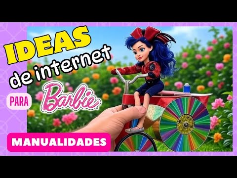 PRUEBO 4 IDEAS de MANUALIDADES para Barbie! 🚲BICICLETA! 🚲😎👓LENTES, 💼Maletas, ⛱️Sombrilla!✂️