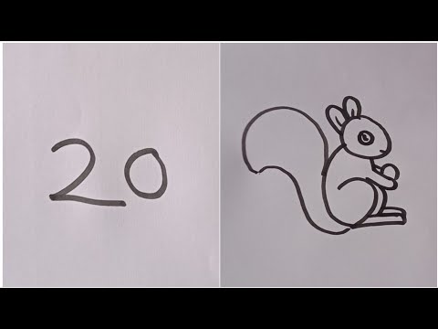 Squirrel drawing easy/How to draw a squirrel/Squirrel drawing from number 20/Animal drawing