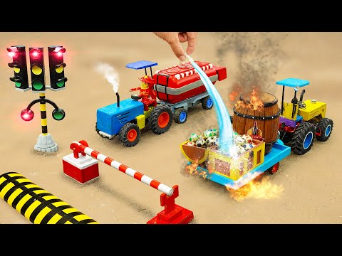 Fire Tractor Rescues Farm Cargo, Building New Traffic Light & Barrier | HP Mini DIY Tractor