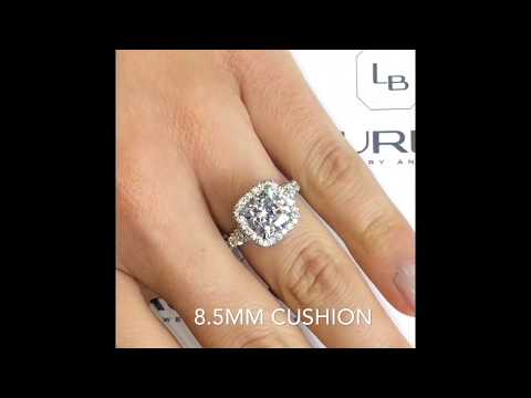 Cushion Cut Moissanite Halo Engagement Ring