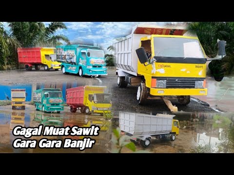 Konvoi 3 Dump Truk Gagal Ambil Muatan Sawit Gara Gara jalan Banjir 😭