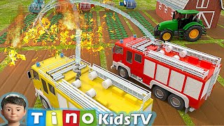 Harvester Tractor Farm Fire Accident | Fire Rescue Truck for Kids