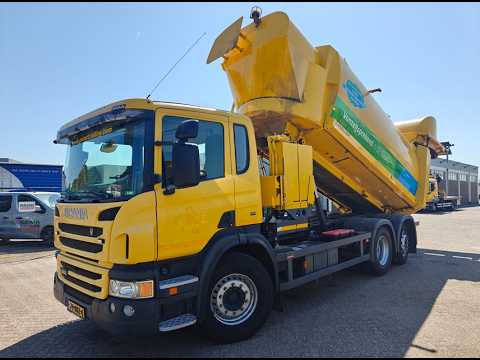 Scania P280 6x2/4 DagCabine Euro 5 - Haller ZijLader SLF 22m³ - Lifter 01602 - 360 Graden Camera | Vrachtwagens | Vuilniswagen