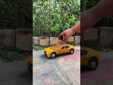 Brown गाड़ी 😂~mini toy -woodworking art skill/wood/hand crafts #shorts #kids P5
