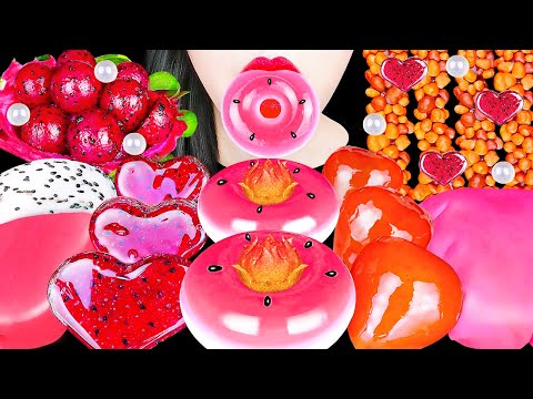 ASMR MUKBANG | RAINBOW HONEY JELLY CANDY Desserts (Pink Donut, Tanghulu, Tik tok Edible towel)