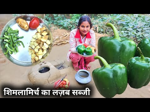 शिमला मिर्च का सब्जी बनाई आज मैं पहली बार देखिए    shimla mirchirecipe video morningvillage recipe