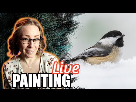 Part 2 Chickadee Winter Acrylic Painting Tutorial LIVE