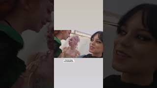 Jenna Ortega, Emma Myers, Evie Templeton bts Wednesday season 2