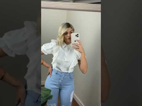 Camisa Manga Curta Lese Crepe Seda Off White