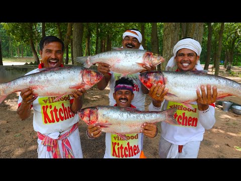 25 kg Silver Carp Fish recipe | Big silver fish cooking recipe | villfood Kitchen