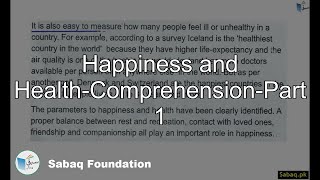 Happiness and Health-Comprehension-Part 1