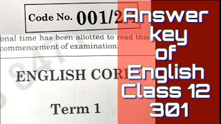 Answer key of English class 12 CBSE 2021