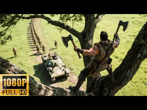 日军追击美女，不料猎王双斧狂砍100日军  #new #movie #war #film