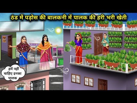 ठंड में पड़ोस की बालकनी में पालक की हरी भरी खेती।Lush Spinach Cultivation In The Neighbor's Balcony