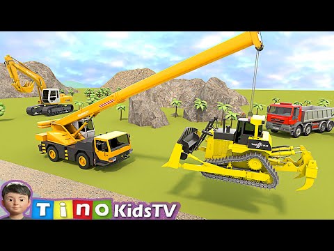 Bulldozer & Dump Truck for Kids | Connecting Road Across Water Construction