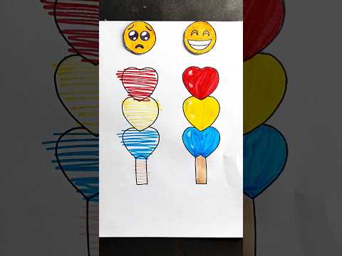 ❤️💛🩵🍡||❎🥺✅😁||#shortsfeed #drawing #artscraft #shorts #painting