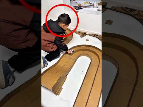 He Built a Racing Track From Cardboard! 🏎️📦 #DIYShorts #shorts