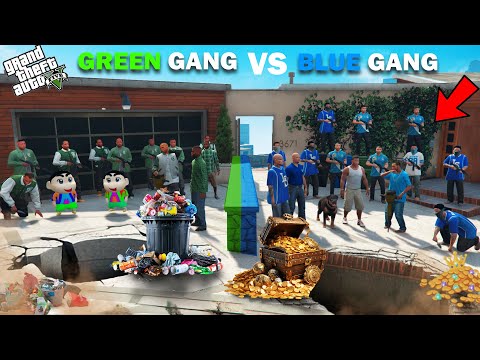 Shinchan Green Gang VS Franklin Blue Gang Treasure Hunting Challenge In GTA 5!