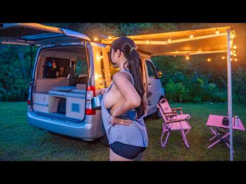 Night in The Mountains - Camping Van Adventure | ASMR (satisfying) 4K
