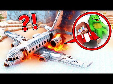 How Mikey & JJ CRASH On Airplane In The MOUNTAINS in Minecraft (Maizen)