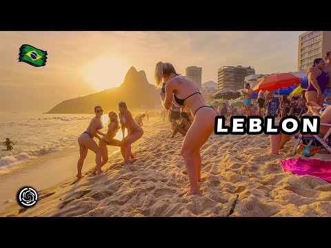 Walking on Leblon Beach during a Stunning Sunset — Rio de Janeiro 🇧🇷 Brazil 【 4K UHD 】