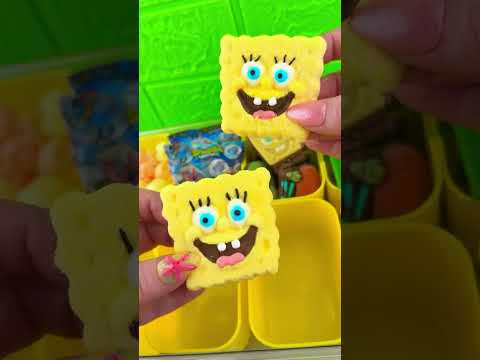 Packing School Lunch with SPONGEBOB Candy *BENTO Box* Satisfying Video ASMR! #asmr 🧽🍔🍭
