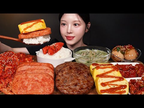 SUB)매운 생김치에 흰쌀밥 먹방! 스팸 떡갈비 계란말이 명란젓 가리비장 밥도둑 모음집 Home-cooked meal Mukbang Asmr