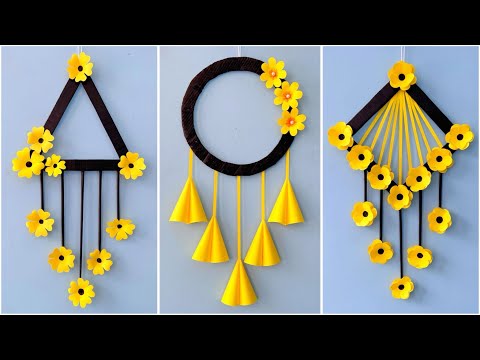 3 Easy and Quick Paper Wall Hanging Ideas / A4 sheet Wall decor / Cardboard  Reuse /Room Decor DIY