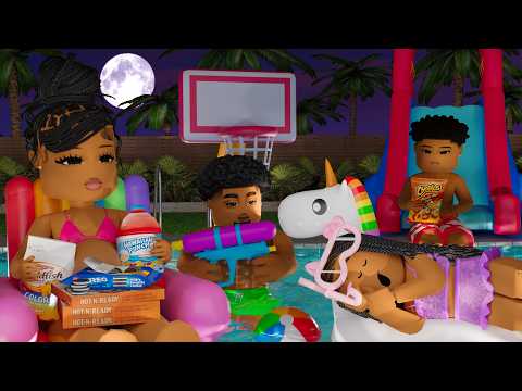 LAST TO LEAVE THE POOL FOR 24 HOURS WINS!! * DECIDES OUR VACATION!!* | Bloxburg Family Roleplay