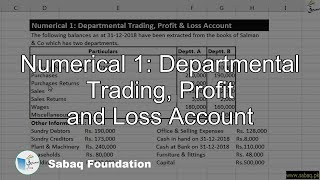 Numerical 1: Departmental Trading, Profit and Loss Account
