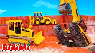 The EXCAVATOR falls into the Hole in the middle of a Treasure Hunt! | Cartoon for Kids | Kidibli