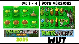 OLD & NEW Level 1-4 - Plants vs Zombies (2025) Replanted vs Plants Vs Zombies (2010)